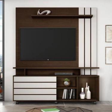 Imagem de Home Serrano Tv Até 65 Polegadas Jcm Movelaria Porta Flex Café/ Off Wh