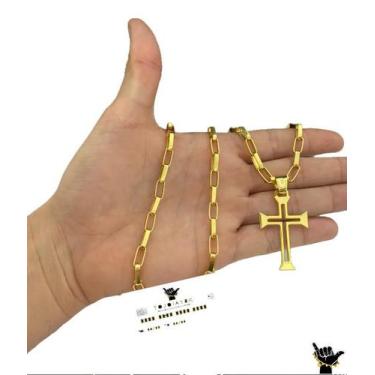 Imagem de Corrente Tijolinho 6mm + Pingente Cruz - Banhado a Ouro 18k - ToJoia18