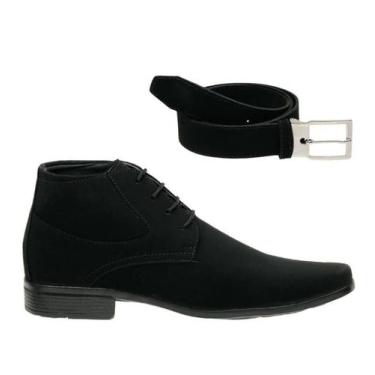 Imagem de Bota Social Masculina Confortável Elegante Moderna Com Cinto Nobuck - 