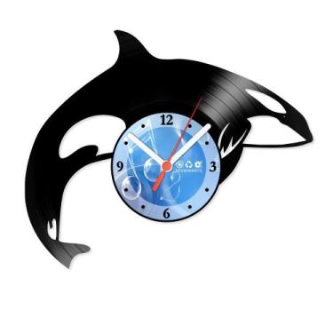 Imagem de Relógio De Parede Disco Vinil Animais - Baleia Orca - VAN-037 - Modern
