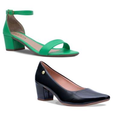 Imagem de Kit Sandália Salto Scarpin Clássico Feminino Bico Fino Redondo Salto A