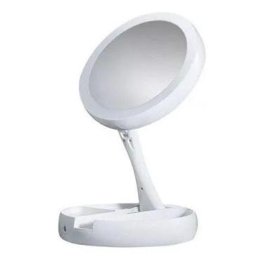 Imagem de Espelho c/ Led Dobravel Maquiagem Aumenta 10x Dupla Face  REDONDO - BC