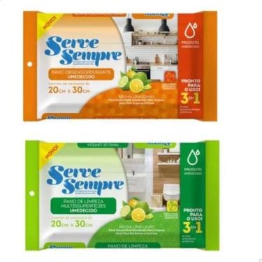 Imagem de Kit 2 Pcts Pano de Limpeza Umedecido Multiuso Branco Limpa Tudo - SERV
