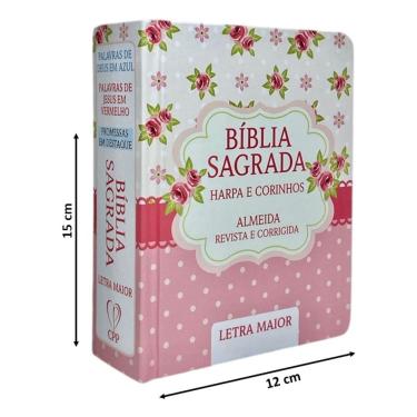 Imagem de Bíblia Pequena Para Bolsa Assembleia De Deus Batista Deus É Amor Palavra De Jesus Em Vermelho Pentecostal Harpa Coros Índice