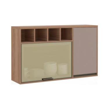 Imagem de Armário Aéreo 120cm 1 Porta de abrir 1 Porta Basculante Vidro Reflecta