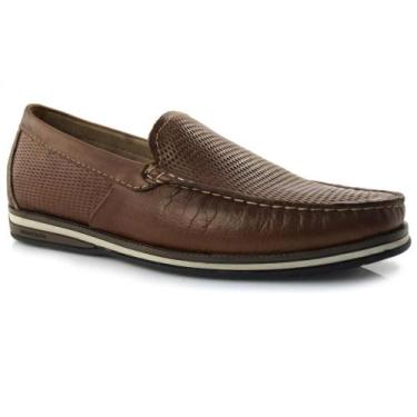 Imagem de Mocassim Masculino de Couro Democrata, Marrom, 39