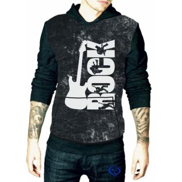Imagem de Moletom Rock N Roll masculino Guitarra Caveira blusa Adulto - Alemark,