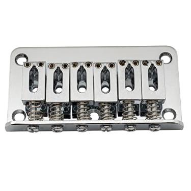 Imagem de Musiclily Metal Fixed Ponte Top Load Bridge Hardtail para 6 Cordas Fender Strat Tele Guitarra,Cromado