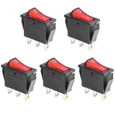 Imagem de QTEATAK 5 Peças Ac 250V/15A, 125V/20A Luz Vermelha Iluminada Led Liga/Desliga Spst 3 Pinos 2 Posições Mini Barco Rocker Interruptor Snap Para Carro Barco