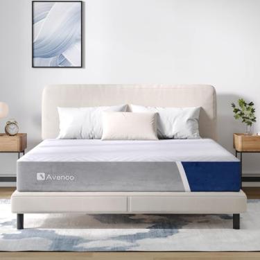 Imagem de Avenco Colchão Queen Size, colchão Queen de 25,4 cm com espuma viscoelástica de gel, colchão de espuma viscoelástica de carvão de bambu em uma caixa, alívio de pressão e isolamento de movimento,