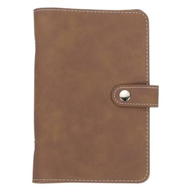 Imagem de PATIKIL Capa de fichário de couro PU A6, protetor de fichário de folhas soltas com 6 anéis, marrom