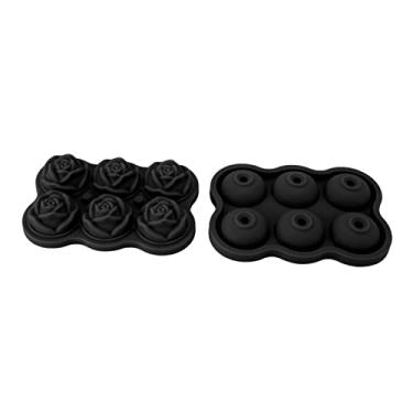 Imagem de Bandeja de Cubos de Gelo de Silicone Rosa Akozon Com 6 Cavidades - Máquina de Gelo Criativa Em Formato de Flor para Coquetéis, Bebidas e Festas - Moldes de Gelo Duráveis ​​e