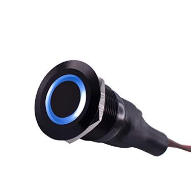 Imagem de Interruptor LED antivândalo pré-conectado (25 mm, caixa preta, LED azul)