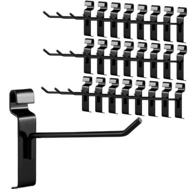 Imagem de Oudain Gridwall Ganchos de parede de grade preta para painéis de parede, ganchos de parede, ganchos de parede, cabides de grade de arame, acessórios de parede para lojas, garagens, oficinas (pacote com 25, 15 polegadas)