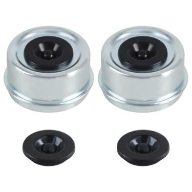 Imagem de KPALAG 2 peças de tampas de graxa de eixo de 2,72 pol. Bojos de cubo de roda de reboque Tampas de pó de rolamento de roda (com 2 plugues de borracha extras) compatíveis com eixo de lubrificante Dexter