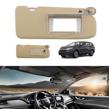 Imagem de Zoewalk 83230-TLA-A61ZA Conjunto de viseira de sol de caxemira bege marfim para passageiro com luz espelhada dupla compatível com Honda CR-V CRV 83230TLAA61ZA 2017-2022