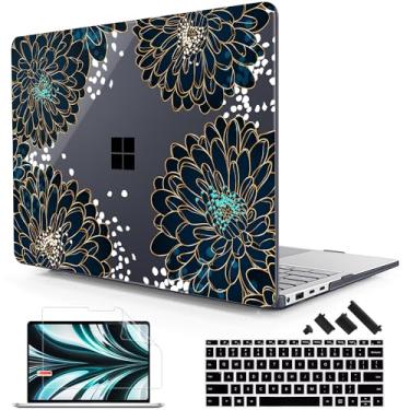 Imagem de Lepeoac Capa para laptop Microsoft Surface de 13,9 polegadas, Windows 11 Copilot+ PC 2024, 7ª edição, tela sensível ao toque, capa rígida de plástico com capa de teclado e protetor de tela, floral de