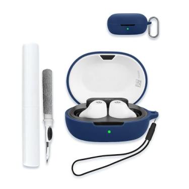 Imagem de Capa para fones de ouvido sem fio SteelSeries ARCTIS GameBuds 2024 com cancelamento de ruído, protetor de silicone macio, portátil, resistente a arranhões, com kit de limpeza, mosquetão e cordão, azul