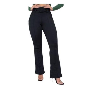 Imagem de Calças Flare Social Bailarina c/ Bolso na frente e Detalhe de cinto - 