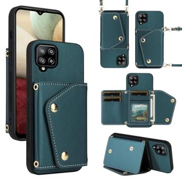 Imagem de Dibosom Capa carteira de luxo para Samsung Galaxy A22 4G 6,4 polegadas com bolsa flip fina e fina e alça de ombro, suporte para cartão de crédito, acessórios para celular para M32 M22 F22 A 22 22A G4