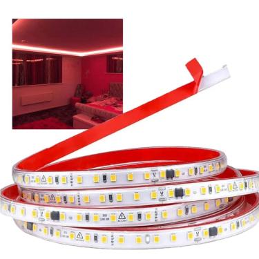 Imagem de Fita Led SMD Dupla Face Gesso Sanca Quarto Sala Iluminaçao Vermelho Recepçao Comercial Residencial