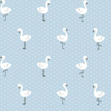 Imagem de Papel De Parede Fofura Baby Flamingos Fundo Azul Ff4020