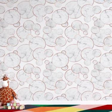 Imagem de Papel de Parede Círculos em Rose Gold com detalhes marmorizados - AloP