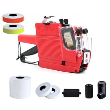 Imagem de HopingMore Pistola de etiqueta de preço MX6600 de 2 linhas de 20 dígitos com 3 tintas 3800 adesivos multicoloridos, máquina etiquetadora de preços com cordão para escritório, loja, mercearia, quintal,