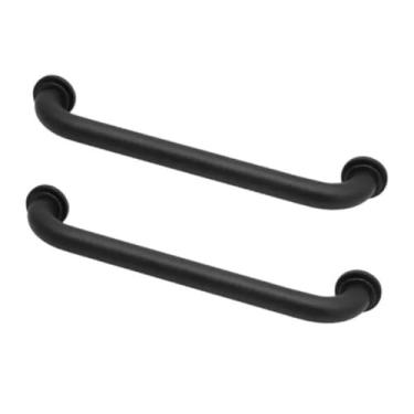 Imagem de Kit 2 Barra De Apoio Aço Inox Para Idosos Gestante Banheiro Deficientes Alça Portátil Box Corrimao Resistente Segurança No Banho Chuveiro Banheira Vaso Sanitário Preto (Preto, 90cm)