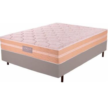 Imagem de Cama Box Casal Unique Strong em molas ensacadas individualmente altura de 63 cm largura de 138 cm Bege