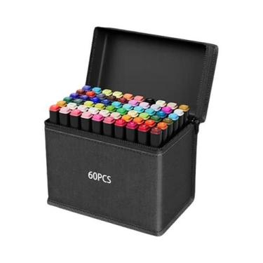 Imagem de Marcadores de Desenho de Álcool Ponta Dupla - Cores Sortidas - Ideal p