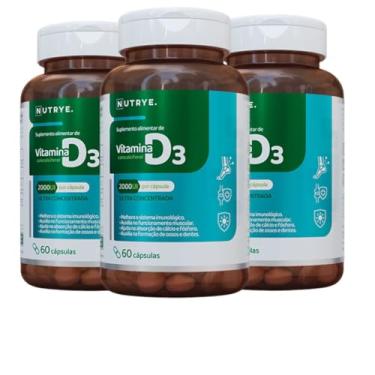 Imagem de Kit 3 Suplemento Vitamina D3 2000ui 60 Cápsulas Ultra Concentrado