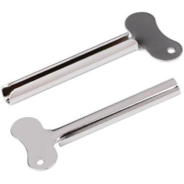 Imagem de 2 peças Espremedores de tubo de pasta de dente prata, tubo de aço inoxidável, pasta de dente para tintura de cabelo, tinta cosmética, espremedor de tinta a óleo usado repetidamente e seguro, fácil de