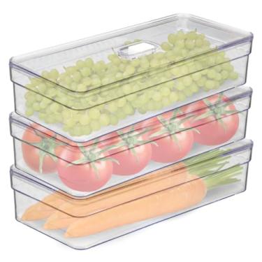 Imagem de Organizador de Geladeira Armario Cozinha 3,6L Acrilico Para Frutas Legumes e Vegetais (Kit 3, Tela)