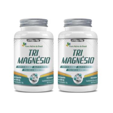 Imagem de Kit 2x Suplemento Alimentar Tri Magnésio 500mg 60 cápsulas Flora Nativ