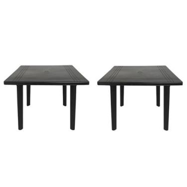 Imagem de Kit 2 Mesas de Plástico Quadrada 90cm Preta Desmontável - Plastics