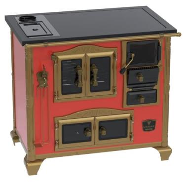 Imagem de Fogao a Lenha N 2 Imperador Vitreo Premium Caldeira Vermelho SE