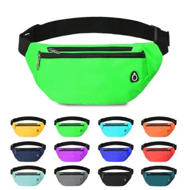 Imagem de Pochete para mulheres e homens, pochete transversal resistente à água esportiva bolsa de cintura, bolsa de cinto para viagens, caminhadas, corrida, 1 pacote - verde, Large, Pochete