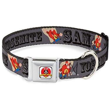 Imagem de Buckle-Down Coleira para cães com fivela de cinto de segurança – YOSEMITE SAM com poses cinza – 3,8 cm de largura – Serve para pescoço de 40,6 a 58,4 cm – Médio