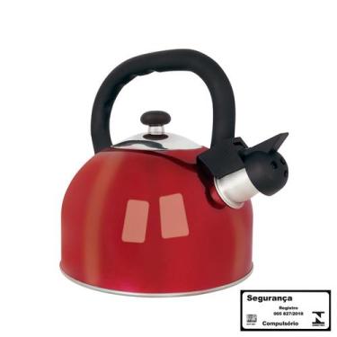 Imagem de Chaleira Aço Inox 2,5 Litros Mattina - Vermelho - MOR