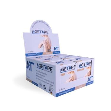 Imagem de Kit 12 Rolos Agetape Kinesiology Tape - 2,5cm X 5m - Bege, Bege