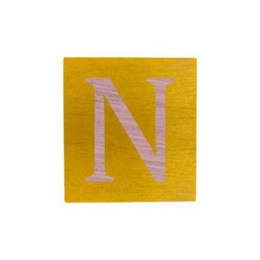 Imagem de Cubo Amarelo Letra Rosa Bebê Festa Chá de Bebê Decoração 8x8x8 Cm Mdf 