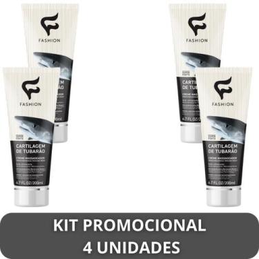 Imagem de Creme Massageador Fashion Cartilagem de Tubarão Bisnaga 200ml Kit 4 Un