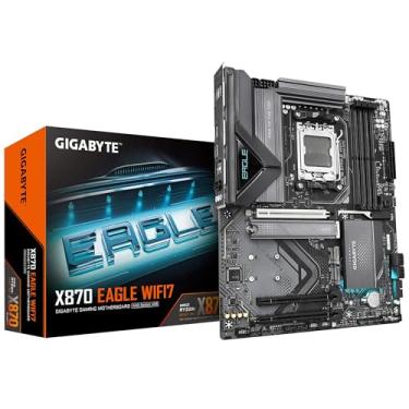 Imagem de GIGABYTE Placa-mãe X870 EAGLE WIFI7 - Suporta processadores AMD Ryzen 9000, 14 + 2 fases VRM, até 8000 MHz DDR5 (OC), 1xPCIe 5.0, Wi-Fi 7, LAN 2,5 GbE, USB 4