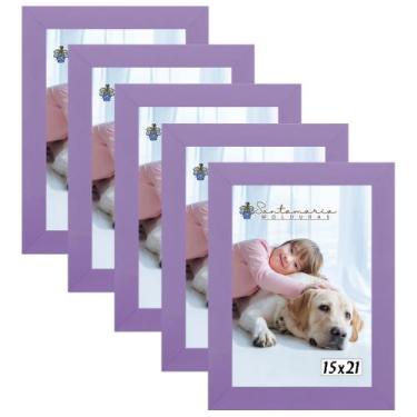 Imagem de Kit 5 Molduras Porta Retrato 15X21 Lilás - Santamaria Molduras