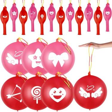 Imagem de 60 Pcs Valentines Day Punch Balloons Valentines Day Balloons Bounce Balloon with Rubber Band Handle Red Pink Punching Balloon Heavy Duty Punch Balloon for Valentines Party Favors(Valentine's Day, 60)