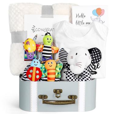Imagem de Conjunto de presentes para bebês iAOVueby preto e branco de alto contraste 0-6M