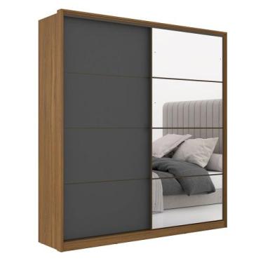Imagem de Roupeiro de Casal Seoul 2 Portas c/ 1 Espelho Amêndola/Grafito - Bela 