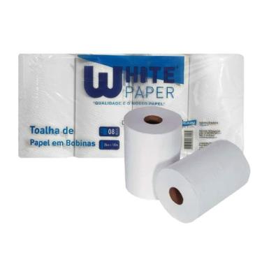 Imagem de Papel toalha bobina 100% celulose 20cm x 100m c/8 white paper