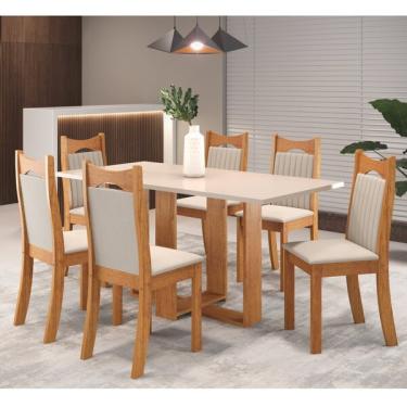 Imagem de Mesa De Jantar Retangular Laguna Com 6 Cadeiras Dalas Mel/blo